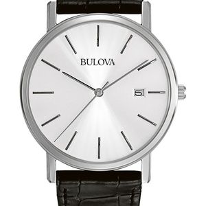 Bulova Men's Black Leather Dress Watch 37mm